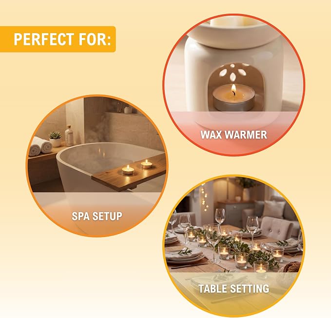 PAMI Unscented Paraffin 1in Tea Lights, Small Round Candles, 2.5 Hours Burn Time, Perfect for Votive Holders (50-Piece Bag White)