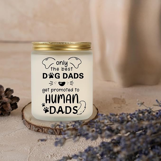 New Dad Gifts, Dog Print Lavender Scented Candle - Fathers Day Gift for First Time Dad