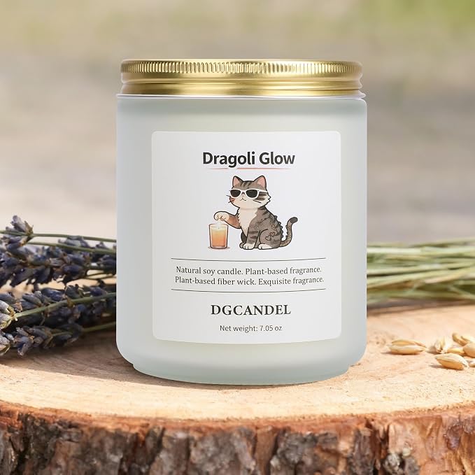 Dragoli Glow Lavender Scented Candle, Made with Natural Soy Wax & Essential Oils, 40-Hour Burn Time for Home, Bedroom, Bathroom | Relaxation, Stress Relief & Air Freshener (7.05 oz)