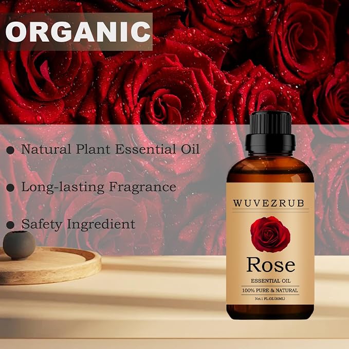 Rose Essential Oils, 30ML Pure and Natural Essential Oil for Aromatherapy Diffuser - Rose /1 Fl Oz