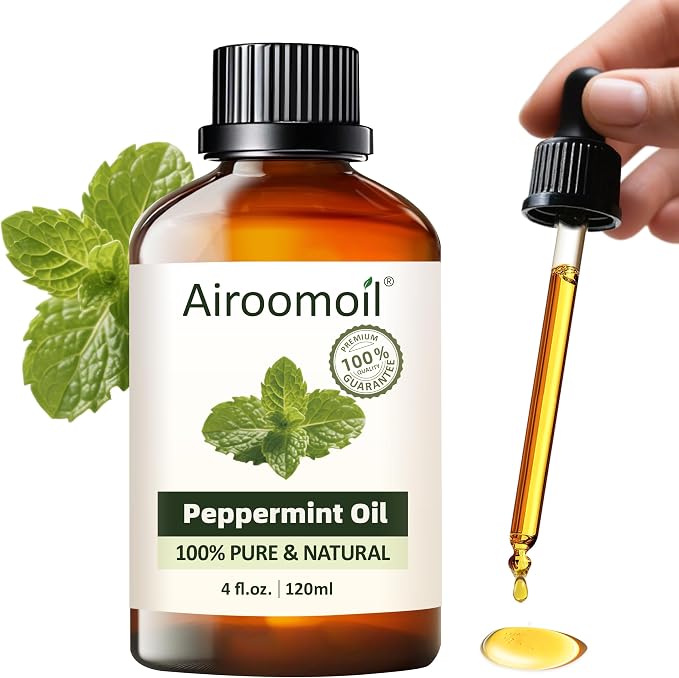 Peppermint Essential Oil 4 fl oz – 100% Pure Mint Oil for Diffuser, Home Office, Study & Gym, Invigorating Scent for DIY Candle, Soap, Shower Steamers – Large Size