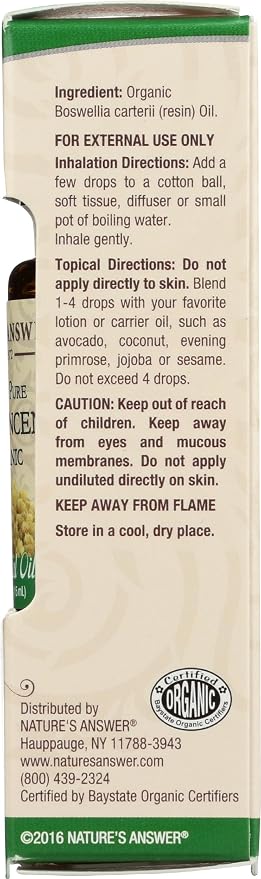 Natures Answer, Essential Oil Frankincense Organic, 0.5 Fl Oz
