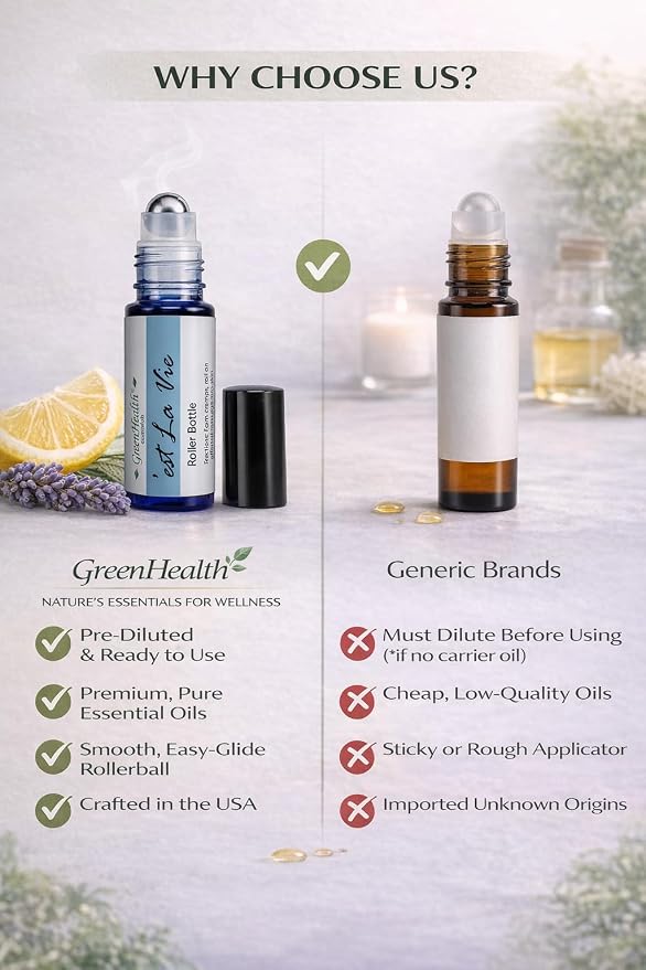 GreenHealth C’est La Vie Essential Oil Roll-On (10 ml) – Pre-Diluted Relaxing Aromatherapy Blend, Ready-to-Use Rollerball, Travel Size Calming Scent