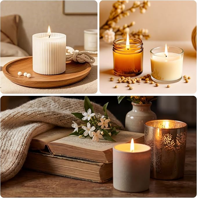 SAEUYVB Soy Wax for Candle Making,10 lbs Natural Soy Wax Pellets with 20 Color Liquid Dye,20 Cotton Wicks,Complete Candle Making Supplies for Adults- Ideal for Home Decoration & DIY Gifts
