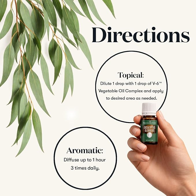 Young Living Eucalyptus Globulus Essential Oil | 15 ml | Cooling, Refreshing Aroma for Diffusion & Massage | Supports Breathing Comfort & Relaxation | Premium Seed to Seal® Quality Oil