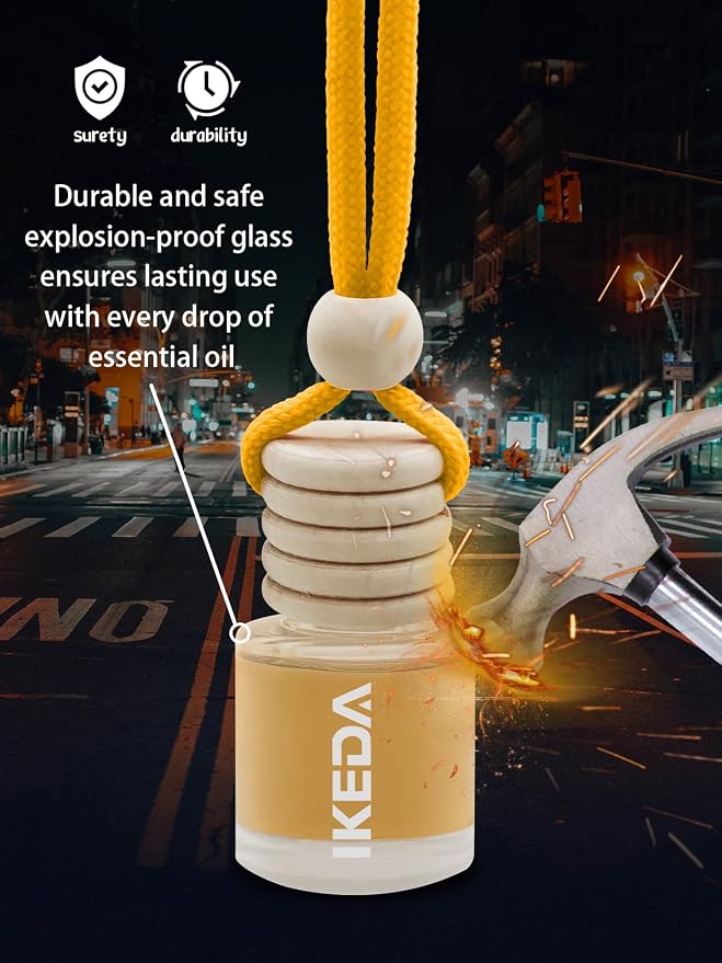 Ikeda Car Air Freshener: Hanging Car Smell Air Freshener | 10ml Hanging Car Perfume | Long Lasting Fragrance | Strong Scents Diffuser for Auto Home (Hami-melon|Circular)
