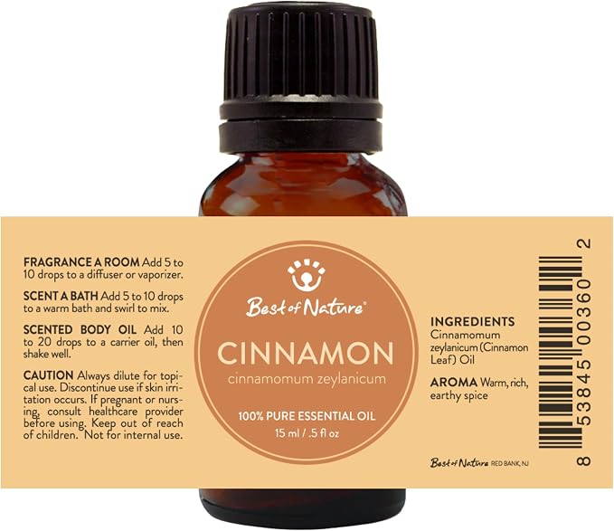 Cinnamon Leaf Essential Oil for Diffuser Aromatherapy – Best of Nature 100% Pure Undiluted Oils for DIY, Home Fragrance, and Topical Use