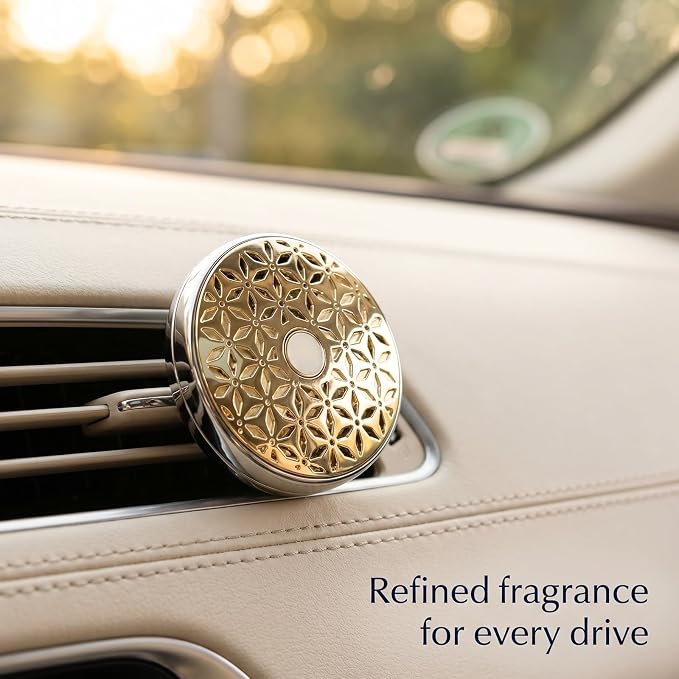 MAISON BERGER Car Diffuser Set, Vanilla Magnificence | Bourbon Vanilla Sandalwood Notes, Refillable Vent Clip with Ceramic Refill, Passive 4-Week Diffusion, Made in France