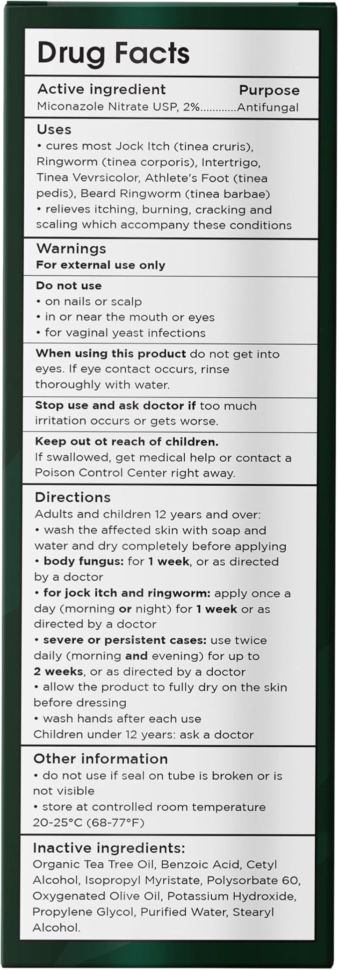 Antifungal Body Cream for Ringworm & Athlete’s Foot | Strength Formula with Tea Tree Oil | Helps With Itching, Burning & Scaling Relief | Treatment For Skin Fungus | 4.05 fl oz