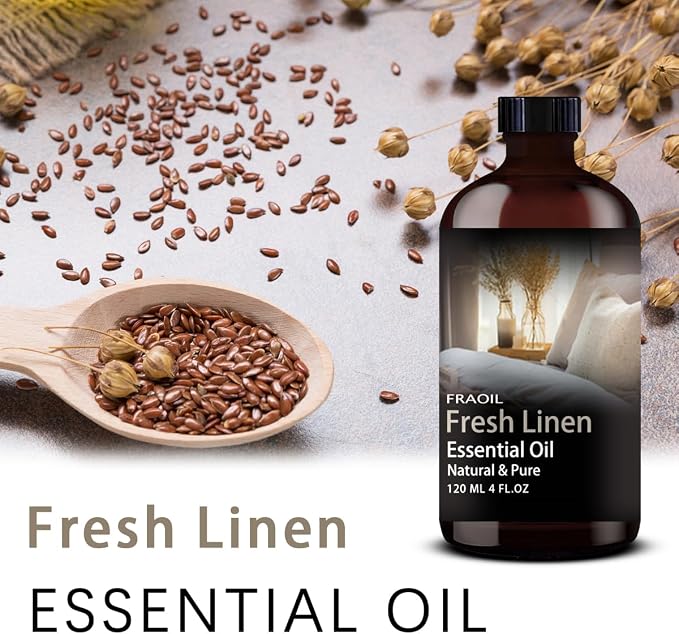 Fresh Linen Essential Oil 4 Fl Oz 120ML for Diffuser Humidifier Yoga Cleaning DIY Candle Soap Making Perfume Gift for Women FRAOIL (Fresh Linen 4 Fl Oz (Pack of 1))