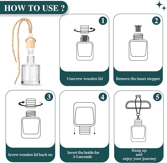 6 Pack Premium Car Air Freshener, Long Lasting Luxury Diffuser Set, Hanging Executive Vehicle Interior Decor Scent Unisex