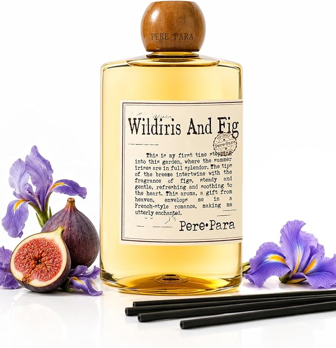 Wildiris and Figs Premium Reed Diffuser Set - 400ml /13.53 fl.oz Scented Oil with 6 Sticks | Long-Lasting Fragrance for Home & Office | Luxury Gift