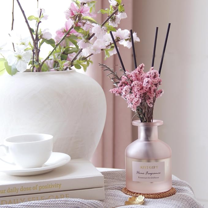 Reed Diffuser Set, Scent Diffuser with Sticks, Home Fragrance, Reed Diffuser for Bathroom, Shelf Decor, 4.06oz Jasmine Rose