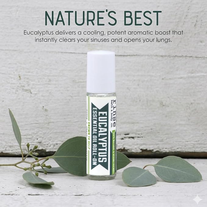 Rinse Bath & Body Eucalyptus Essential Oil Roll-On – Pure Eucalyptus Aromatherapy for Clearing & Refreshing Support | Squalane Oil Blend | Natural | Non-GMO | Travel Size | .35 oz