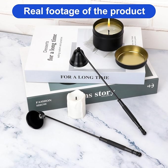 8 Pack Black Candle Snuffer Vintage, Premium Stainless Steel Wick Flame Extinguisher, 8.3 Inch Wick Snuffer with Long Handle, Elegant Design for Candles, Candle Accessory for Candle Lovers