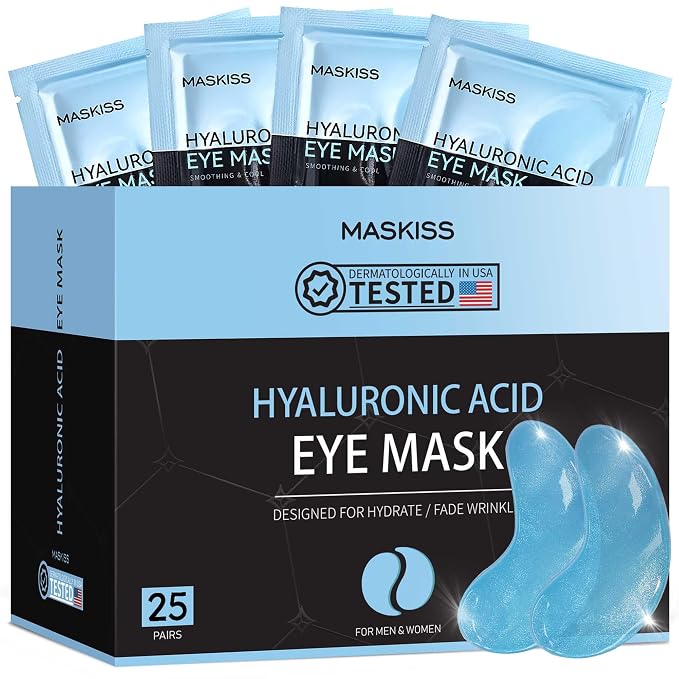 Maskiss Under Eye Patches (25 Pairs), Hyaluronic Acid Eye Masks for Dark Circles Puffy Eyes Undereye Bags, Collagen Eye Patches for Wrinkles and Hydrate, Skin Care Gift for Her
