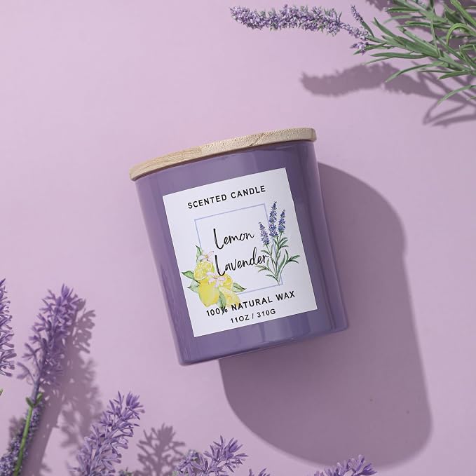 Lavender Candle for Women - Lemon Lavender Scented Candle - Summer Candles,11oz Soy Candles for Home Scented, Birthday Gifts Candle for Women Men