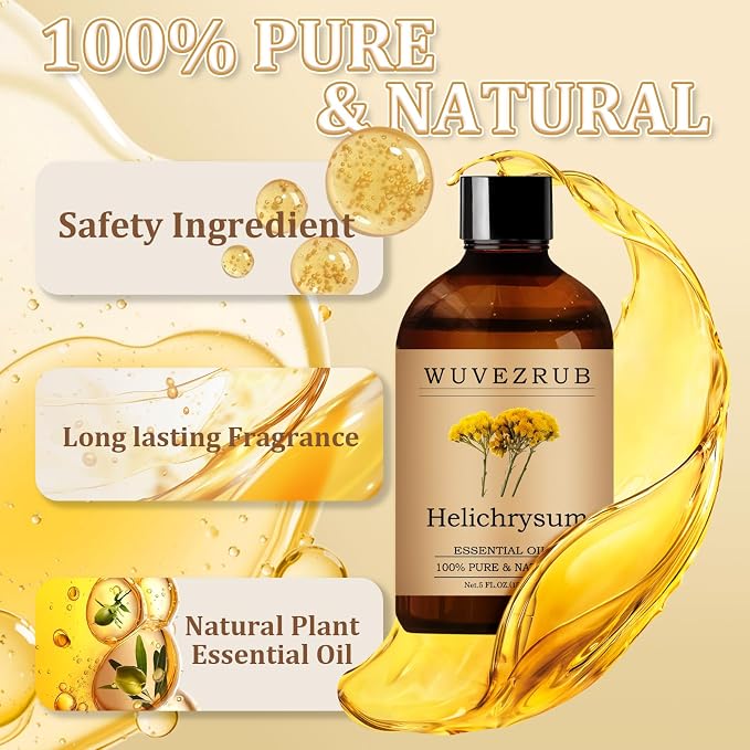 Helichrysum Essential Oil– Huge 5 Fl Oz, 100% Pure and Natural Essential Oils for Diffuser, Aromatherapy, Soap and Candle Making, Premium Grade Helichrysum Oil-150ML