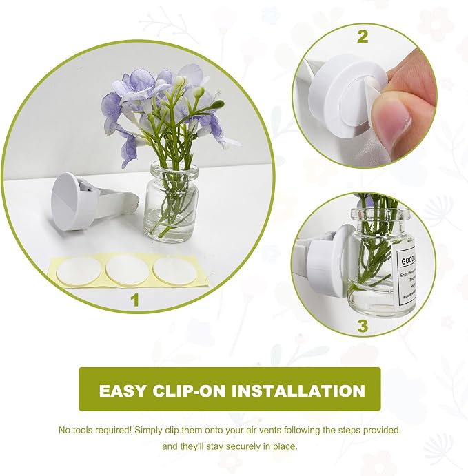 4 PCS Artificial Flowers Car Vent Clips, Cute Flower Bouquet in Glass Vase Air Vent Clip with Fragrance Pads, Mini Daisy Plants Vase Air Conditioning Outlet Clip for Women Girls