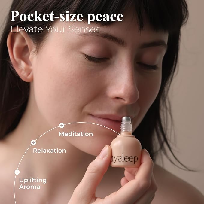 Roll On Essential Aroma Oil Premium Blend - Korean Ginseng, Olive Fruit, Castor Seed Relaxation Support Cooling Sensation Vitality Support Pocket-Sized Aromatherapy Oil 0.33 fl.oz 10ml