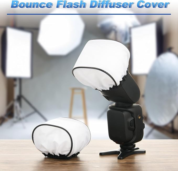 Cosmos 2 Pcs Camera Bounce Flash Diffuser Cover Speedlite Soft Diffuser Cap Mini Flash Sleeves for Camera Speedlight Flash Compatible with Most DSLR Camera Flash Bounce Flash Reflector
