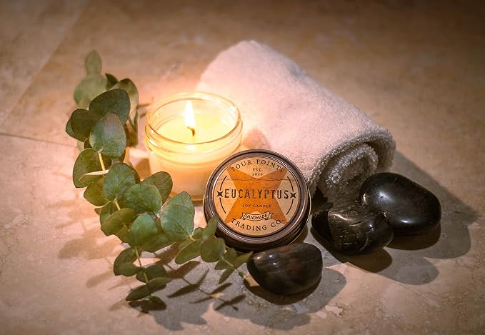 Eucalyptus 4 Oz Scented Soy Aromatherapy Candle w/Jar