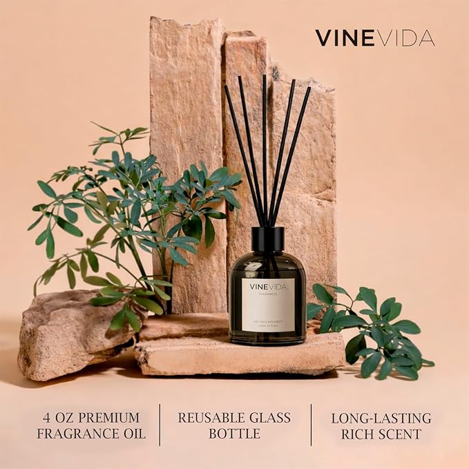 VINEVIDA Reed Diffuser Dreamy Lavender | Diffuser Reed for Home & Bathroom | Long-Lasting Scent Sticks Set | Oil Stick Diffuser | Bathroom Scent