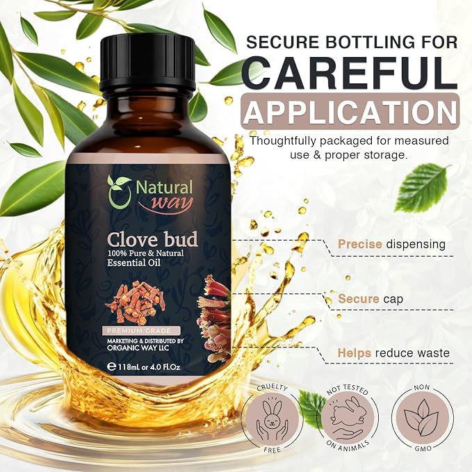 Clove Bud Essential Oil for Diffusers | Natural Aroma Oil for Home Fragrance, Humidifier & DIY Candle Making, Long Lasting Scent for Office, Bedroom & Soothing Scent 4 Fl Oz (120 mL)