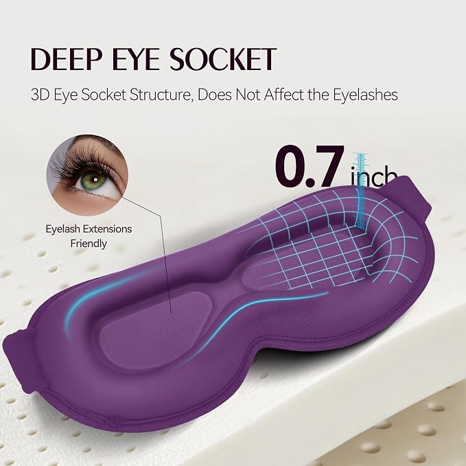Weighted Sleeping Mask for Women Men 2 Pack 3D Contoured Eye Masks for Sleep (Black,Purple)