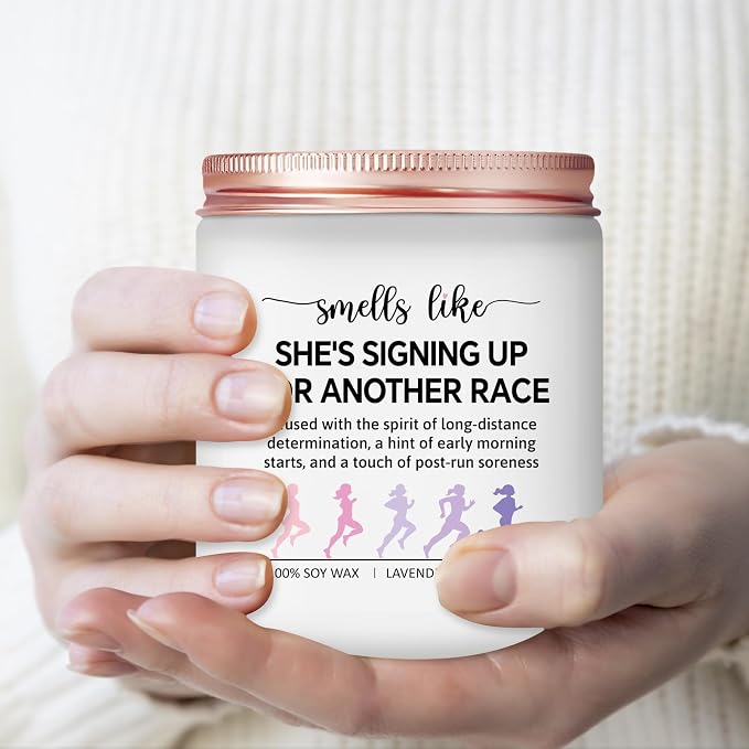 Marathon Runner Gifts for Women - Cool Running Gift Ideas for Runners - NYC, Half, Track and Field, Cross Country, 5K 10K Run Marathon Essentials - Lavender Scented Candle