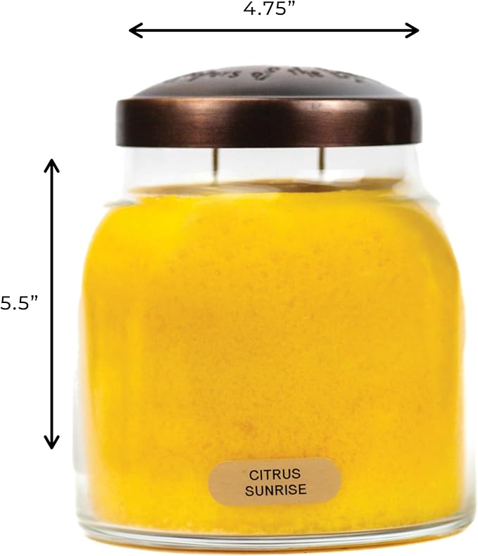 A Cheerful Giver — Citrus Sunrise - 34oz Papa Scented Candle Jar with Lid - Keepers of the Light - 155 Hours of Burn Time, Gift for Women, Yellow