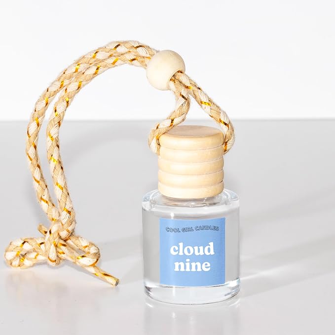 COOLGIRLCANDLES Cloud Nine Car Air Hanging Fragrance Oil Diffuser for Essential Oils, Long Lasting Car Diffuser Bottle