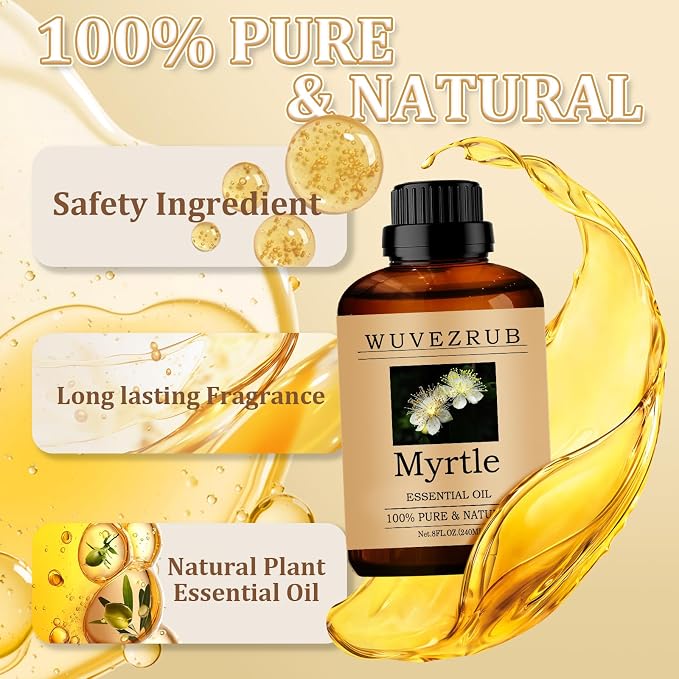 Myrtle Essential Oil 240ML - 100% Pure and Natural Oils for Aromatherapy Diffuser - 8 Fl Oz/Myrtle