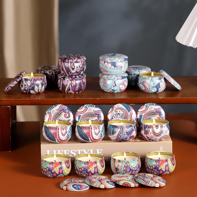 kedtui Scented Candles Gift Set, 32 Pack | Aromatherapy Candle, Natural Soy Wax, Travel Tin Candles, For Home Scented