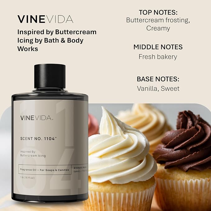 VINEVIDA [16oz] Buttercream Icing Fragrance Oil for Candle Making and Soap Making - Premium Candle Scents for Soy Candles