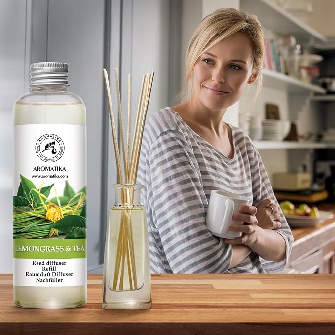 Reed Diffuser Refill Lemongrass - Tea 6.8 Fl Oz - Scented Diffuser - Room Diffuser Refill with Scent - Room Freshener - Home Fragrance - Scented Diffusers - Home Fragrance