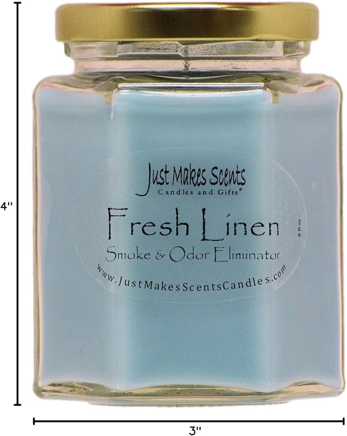 Fresh Linen Scented Smoke and Odor Eliminator Candle - Odor Eliminating Scented Candles for Home - Neutralizes Cigarette, Food, and Pet Smells - Hand Poured in The USA