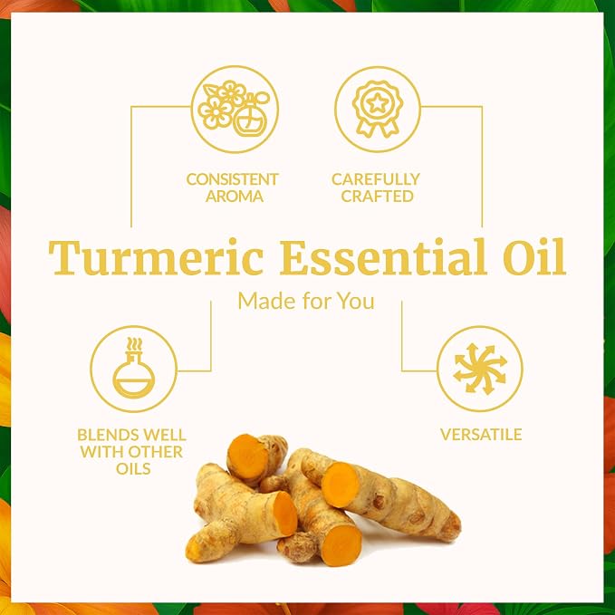 SVA Turmeric Essential Oil 4 Fl Oz – for Diffuser, Skin & Hair Care – Ideal for Massage & DIY Blends - with Dropper
