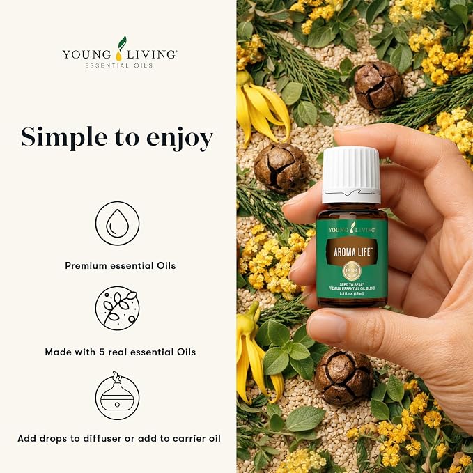 Young Living Aroma Life Essential Oil Blend | 15 ml | Ideal for Massage & Aromatherapy Diffusers | Calming Herbal Scent for Relaxation & Tranquility | Self-Care & Wellness Ritual