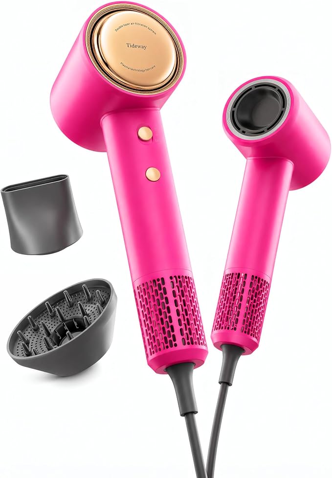 Tideway Hair Dryer Professional High-Speed Ionic Blow Dryer 110,000 RPM, Compact Hair Dryer with Magnetic Diffuser, Fast Drying with Brushless Motor Low Noise Smart Temperature Control-H11