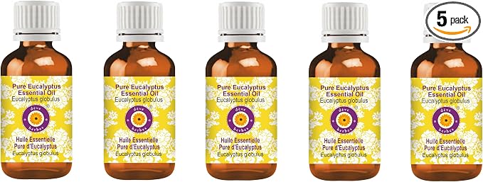dève herbes Pure Eucalyptus Essential Oil (Eucalyptus globulus) Steam Distilled (Pack of Five) 100ml X 5(16.9 oz)