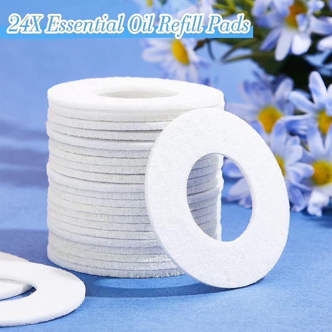 Mini Diffuser Refill Pads Microfiber Absorbing Pads Circle Essential Aromatherapy Pads Round Refill Aroma Pad for Oil Fan Humidifier Filter Diffusers Spa Room Home Car (24)
