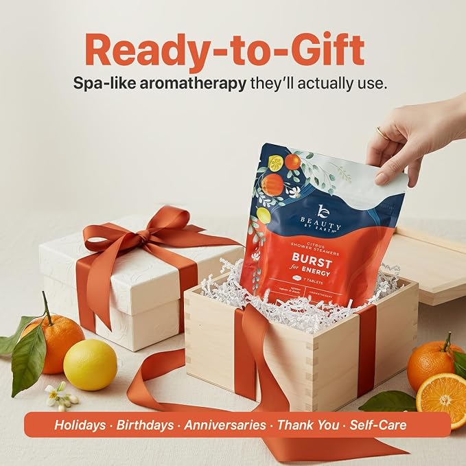 Shower Steamers Aromatherapy - USA Made with Natural Ingredients & Citrus Essential Oil, Long Lasting Shower Bombs for Energy Boost, Gift Set for Women & Men, Spa Gifts & Shower Accessories