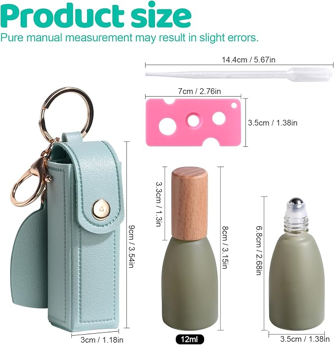 JPNK Essential Oils Roll-on Bottles with Stainless Steel Roller Balls for Aromatherapy and Perfumes with Portable Small Bag Pack of 4