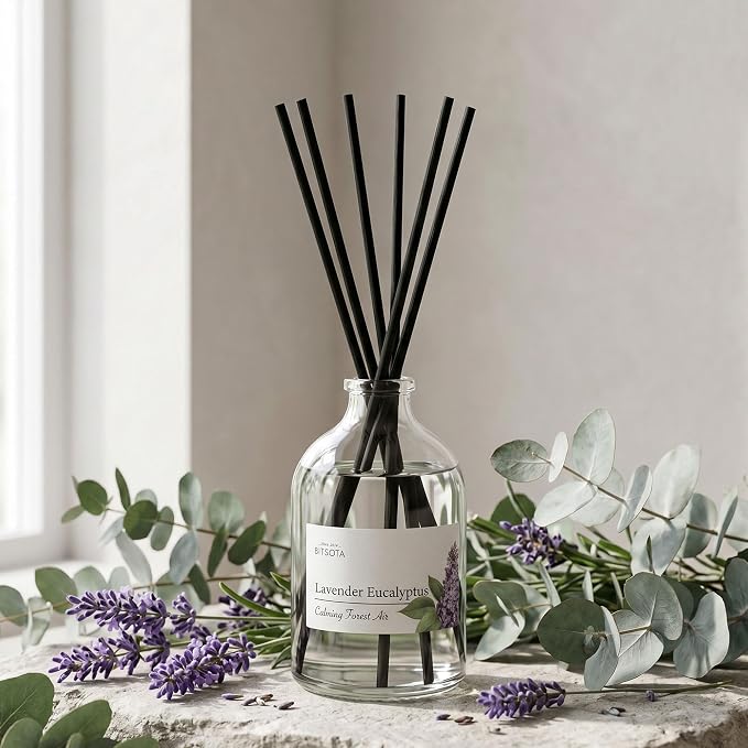 Reed Diffuser Set for Bathroom & Home, Long Lasting Essential Oil Aroma, Glass Bottle Home Fragrance with Sticks, Ideal Gift for Woman