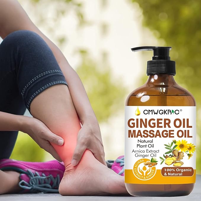 Lymphatic Drainage,Massage Oil for Massage Therapy,Ginger Oil,Ginger Massage Oil for Lymphatic Drainage Massager,Natural Body Oil for Skin,Arnica Oil,Sore Muslce Massage Oil-Warming and Relaxing