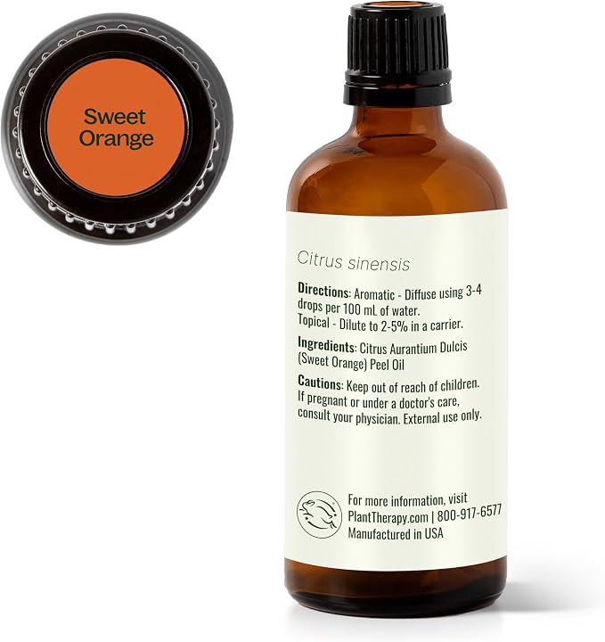 Plant Therapy Sweet Orange Essential Oil 100% Pure, Undiluted, Natural Aromatherapy, Therapeutic Grade 100 mL (3.3 oz)