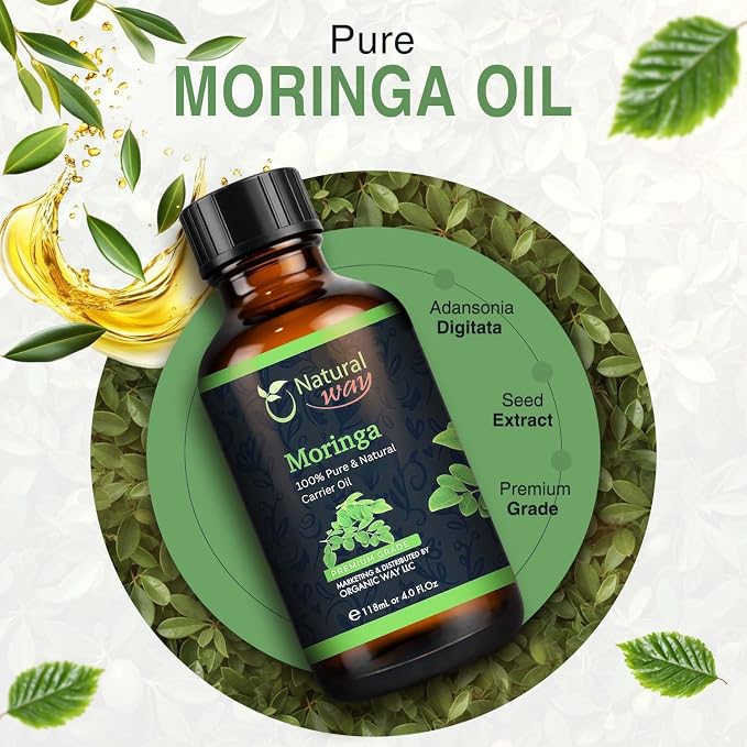 Moringa Carrier Oil for Face, Hair, Nails and Dry Skin | Natural Aroma Oil for Home Fragrance, DIY Beauty Blends & DIY Candle Making, Long Lasting Scent for Office, Bedroom Scent 4 Fl Oz (120 mL)