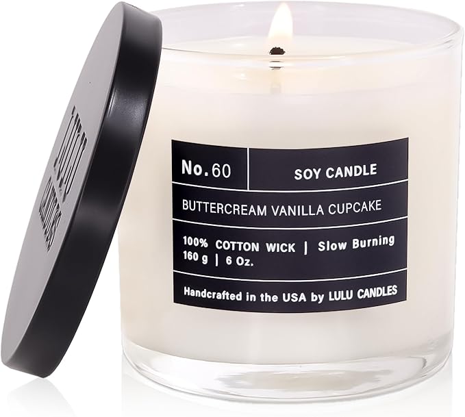 Lulu Candles | Buttercream Vanilla Cupcake | Luxury Scented Soy Jar Candle | Hand Poured in The USA | Highly Scented & Long Lasting- 6 Oz.