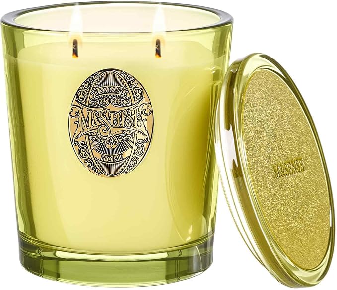 M&SENSE Large Two-Wick Soy Candle | Seattle Rainforest & Matcha Green |19.8 oz, 120H Burn Time | Luxury Scented Candle for Relaxation, Gifting, Home Décor | Ideal for Bedroom, Office, Party Ambiance